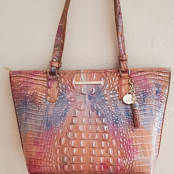 Pink/ Blue Brahmin Medium Asher Melbourne Leather Purse